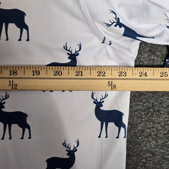 Waggle Men's Golf Polo Bucked Up White and Navy Deer Print Sz XL - Picture 6 of 8